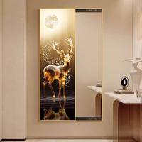 Miroir mural décoratif abstrait moderne et simple avec horloge intégrée, peinture murale décorative, miroir mural suspendu