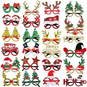 Cute Christmas Glasses Glitter Party Glasses Frames Holiday,Decoration Costume Eyeglasses,and Festivals for Annua Holidays