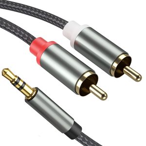 Dajiang OEM 3,5mm macho a 2RCA macho Nylon trenzado <span class=keywords><strong>Audio</strong></span> <span class=keywords><strong>Video</strong></span> <span class=keywords><strong>Cable</strong></span> 3.3FT 2-en-1 Adaptador auxiliar <span class=keywords><strong>Y</strong></span> Splitter Compatible - Product Image 2