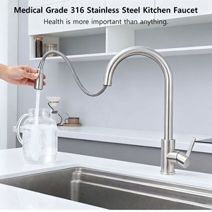 High-end 316I Sus 316 in acciaio inox rubinetto da <span class=keywords><strong>cucina</strong></span> spazzolato nichel miscelatore a discesa - Product Image 2