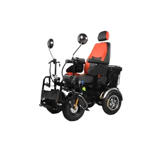Sedia a rotelle da spiaggia ruote per tutti i terreni per sedia a rotelle Buggy ammortizzatore fuoristrada sedia a rotelle elettrica reclinabile con cestino