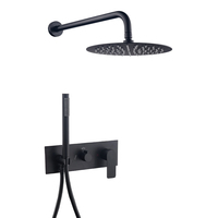 Robinet thermostatique moderne à poignée unique Système de douche mural en laiton avec jet de pluie à main pour appartements et villas