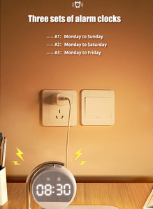 Réveil numérique 3 en 1 avec lumière ambiante LED, chargeur sans fil magnétique rapide 15W, support de bureau, station de charge pour téléphone et écouteurs - Product Image 5