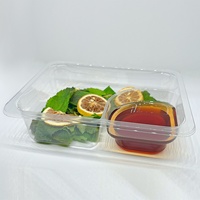 Boîtes à lunch en plastique recyclables personnalisées à faible MOQ avec couvercle à 2 compartiments pour l'emballage de nouilles, chewing-gum, sushis, gelée et jus