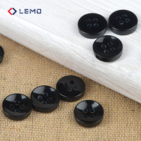 Kancing Resin 4 Lubang Grosir Hitam Putih Mengkilap Polesan Datar Kancing Roti untuk Menjahit Kemeja Jas Mantel Aksesoris Pakaian