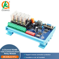 Carte de relais à 4 canaux Oshangming 12V/24V, module relais, RS485 RS232, carte d'extension Modbus RTU PLC pour unité de relais LED