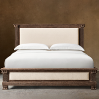 Lit en tissu Mayfair Grand Frame, meubles en chêne massif de style américain classique, lit de luxe au design traditionnel pour chambre à coucher, meubles en bois