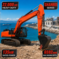 Excavatrice lourde de 22 tonnes, haute puissance moteur, pour travaux de construction, machine de terrassement hydraulique sur chenilles, prix
