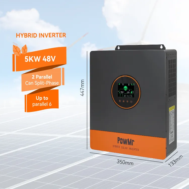 PowMr 5KW 48V Single/Split/Trifásico 120-500Vdc Amplio voltaje Onda sinusoidal pura MPPT Inversor solar híbrido