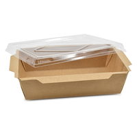 Biodégradable Jetable en papier kraft à emporter boîte d'emballage de Salade De Fruits boîte à lunch avec couvercle Transparent