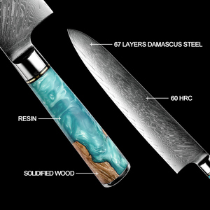 Couteau <span class=keywords><strong>de</strong></span> Chef en Acier Damas <span class=keywords><strong>de</strong></span> Haute Qualité avec Manche en Résine Bleue, 10cr 67 couches, <span class=keywords><strong>Couteaux</strong></span> <span class=keywords><strong>de</strong></span> <span class=keywords><strong>Cuisine</strong></span> <span class=keywords><strong>Japonais</strong></span> Santoku, Éplucheur, Désosseur, Ensemble <span class=keywords><strong>de</strong></span> <span class=keywords><strong>Couteaux</strong></span> <span class=keywords><strong>de</strong></span> <span class=keywords><strong>Cuisine</strong></span> - Product Image 5