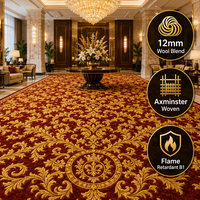 Moquette murale de luxe pour hall d'hôtel, mélange de laine Axminster, tapis large de 12 mm, sur mesure