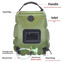 Douche solaire portable 20L pour camping, randonnée et bain extérieur en PVC chauffant