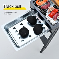 Barbecue portable pliable en acier inoxydable sans fumée, résistant au vent, pour l'extérieur, avec support pour faire bouillir du thé