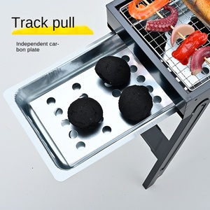 Barbecue portable pliable en acier inoxydable sans fumée, résistant au vent, pour l'extérieur, avec support pour faire bouillir du thé - Product Image 3