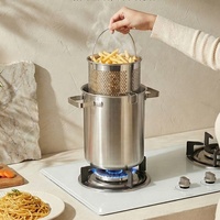 Panela Fritadeira Antiaderente de Aço Inoxidável 304 de 4,3L com Laterais Altas e Alças Duplas para Fogão a Gás e Cooktop de Indução - Oferta Imperdível