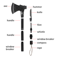 Kits de survie, hache pliable, hache de camping, hache de randonnée avec marteau, ensemble d'outils d'urgence portables, hache tactique de combat