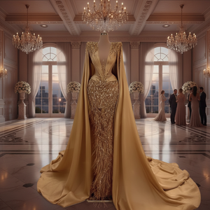 Vestido de Noche Musulmán Morado de Lujo para Bodas y Fiestas, con Lentejuelas, Cuentas y Cristales, Largo hasta el Suelo, Antiestático, Estilo Sirena - Product Image 2