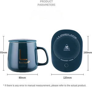 Calentador de Té USB Rosa de Cerámica con Termostato a 55 Grados, Taza Calentadora de Agua con Carga Inalámbrica, Tipo Botella para San Valentín - Product Image 3