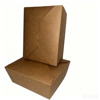 Boîte à lunch écologique en papier kraft, anti-fuite, jetable, avec couvercle, taille personnalisée, emballage à emporter pour restaurant