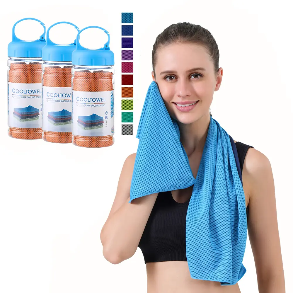 खेल प्रशिक्षण व्यायाम के लिए थोक बहु-रंग बोतल पैक त्वरित सूखी माइक्रोफाइबर इंस्टेंट कोल्ड आइस कूल गर्दन तौलिया