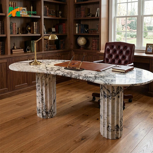 Mesa de Comedor de Piedra Natural de Travertino, Estilo Italiano Moderno, Personalizada para Conferencias, de MT STONE - Product Image 4