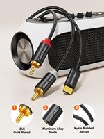 Câble USB C vers RCA CableCreation, [DAC intégré] Adaptateur audio Hi-Fi Type-C vers 2RCA mâle en Y, cordon plaqué or