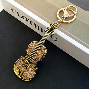 Portachiavi <span class=keywords><strong>Violino</strong></span> con Strass, Ciondolo Scintillante a Forma di Strumento Musicale, Charm Diamantato per Borsa e Chiavi dell'Auto - Product Image 6