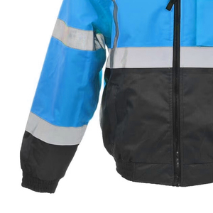 High Visibility Safety Jacket with Reflective Strips <b>Waterproof</b> Heavy Duty <b>Work</b> Jacket - Product Image 5