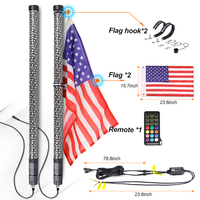 2ft RGB Fat LED Whip Spiral Light Antenne Télécommande APP RGB Chasing Lighted Antenne Whips pour UTV ATV Truck Dune Buggy