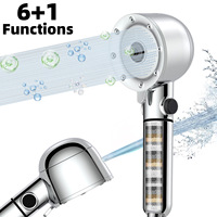 Pommeau de Douche Premium 7 Fonctions à Microbulles Nano Haute Pression avec Filtre et Jet Arrière pour Soin de la Peau, Pulvérisateur Chromé pour Salle de Bain Moderne