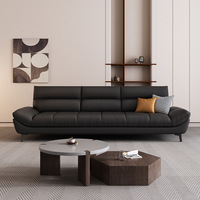 Sofá de cuero moderno de alta calidad superventas, sofá de esquina sencillo para sala de estar, sofá seccional negro de cuero de lujo italiano