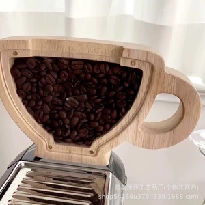 โถเก็บกาแฟไม้ดีไซน์สร้างสรรค์พร้อมหน้าต่างใสสำหรับเก็บเมล็ดกาแฟ ของตกแต่งบ้าน ของขวัญ - Product Image 3