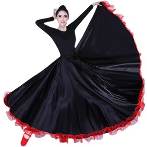 Jupe longue à volants pour <span class=keywords><strong>femme</strong></span>, style danse du ventre espagnole, <span class=keywords><strong>mexicaine</strong></span>, flamenco, bomba, plena, robe de danse fluide, <span class=keywords><strong>costume</strong></span> pour la danse orientale - Product Image 3
