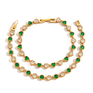 Pulsera de circonita en forma de corazón para mujer, bisel de acero inoxidable, joyería para fiesta - Product Image 5