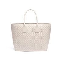 Sac fourre-tout en cuir PU tressé imperméable à deux anses, style français, grand sac de maman décontracté, sac mère-fille de niche