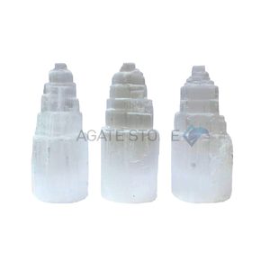 โมเดลหอคอยคริสตัลเซเลนไนต์ธรรมชาติขัดเงาหรูหราสำหรับตกแต่งบ้านหินหยาบงานฝีมือซีลีไนต์ธรรมชาติที่ไม่เหมือนใครสำหรับการรักษาบ้านความรัก - Product Image 1