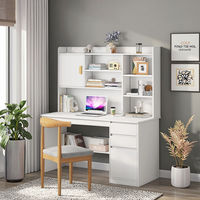 Meubles de bureau à domicile modernes, bureau d'ordinateur avec étagère, table d'ordinateur simple blanche pour l'étude et l'écriture avec tiroirs