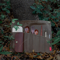 Sac à outils de survie Chuanyeren en toile cirée imperméable, portable, pour camping et bushcraft, avec couverts externes