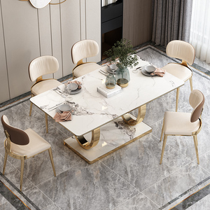 Muebles para el hogar ligeros, mesa de comedor de lujo moderna, parte superior de mármol, Base elegante para comedor, venta al por mayor - Product Image 5
