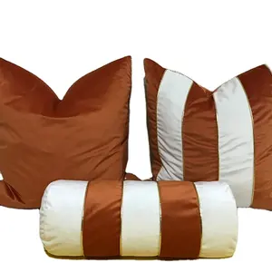 批发双面棕色咖啡和白色金色边框方形抱枕套45*45厘米50*50厘米60 * 60厘米