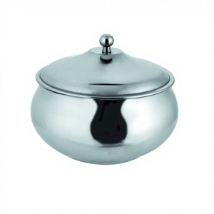 Cuenco para condimentos y especias, recipiente para azúcar de acero inoxidable, forma redonda, con tapa, de acero inoxidable - Product Image 1