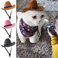 Réglable Drôle Solide Motif En Plein Air D'été Pet Chien Chat Accessoires Cowboy Chapeau Inspiré Chapeaux
