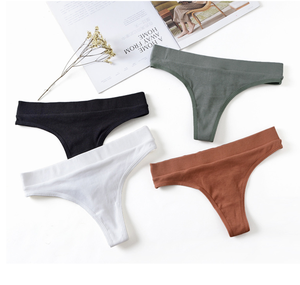 H-1032 Ropa Interior de Algodón Nueva de Fábrica, Bragas de Color Sólido para Mujer, Bragas Sin Costuras, Tanga # 0323 - Product Image 4