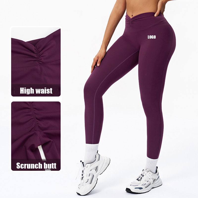 2025 New Custom Women's Sports Clothing Butt Lift Workout Pants Gym Fitness Cross Waist Yoga Leggings For Women