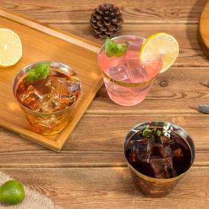 9 Oz plastik Tumblers altın çerçeveli bardak fantezi tek kullanımlık düğün zarif parti bardakları altın jant bardak - Product Image 2