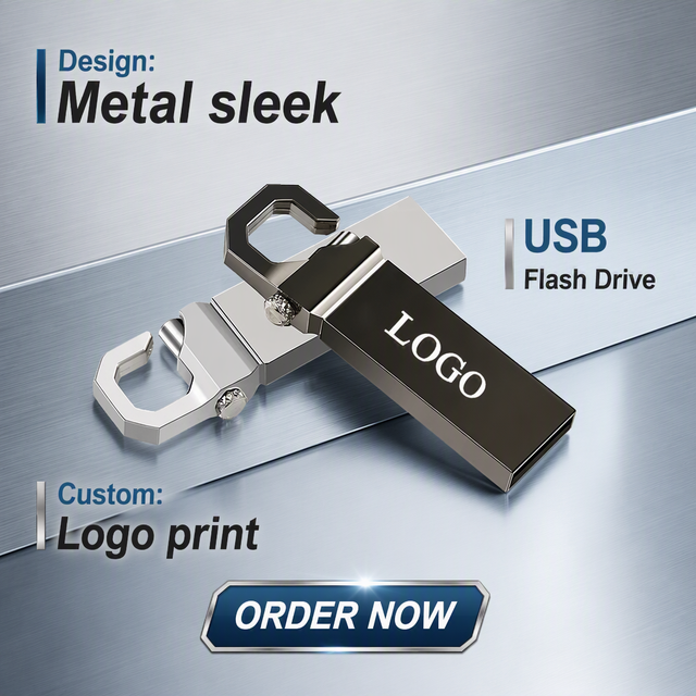 New Metal USB Flash Drive Key Design Full Capacity Storage 1GB/128GB Custom Logo Bulk Wholesale Promotional