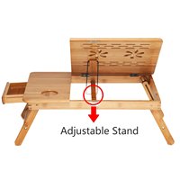 Support pour ordinateur portable pliable en bambou Combohome, grand format, réglable en hauteur, plateau de service pour manger au lit, bureau pour ordinateur portable