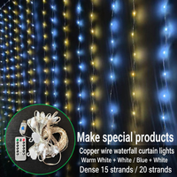 Guirlandes lumineuses LED de Noël en cascade, USB/solaire, télécommandées, indice de protection IP44, à intensité variable, lumières décoratives en forme de rideau