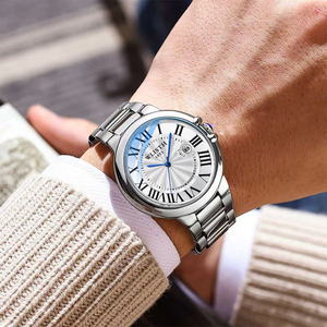 Romantic <strong>His</strong> <strong>and</strong> <strong>Hers</strong> Matching <strong>Watches</strong> Roman Numeral Dial Date Stainless Steel Couple Wristwatch - Product Image 2